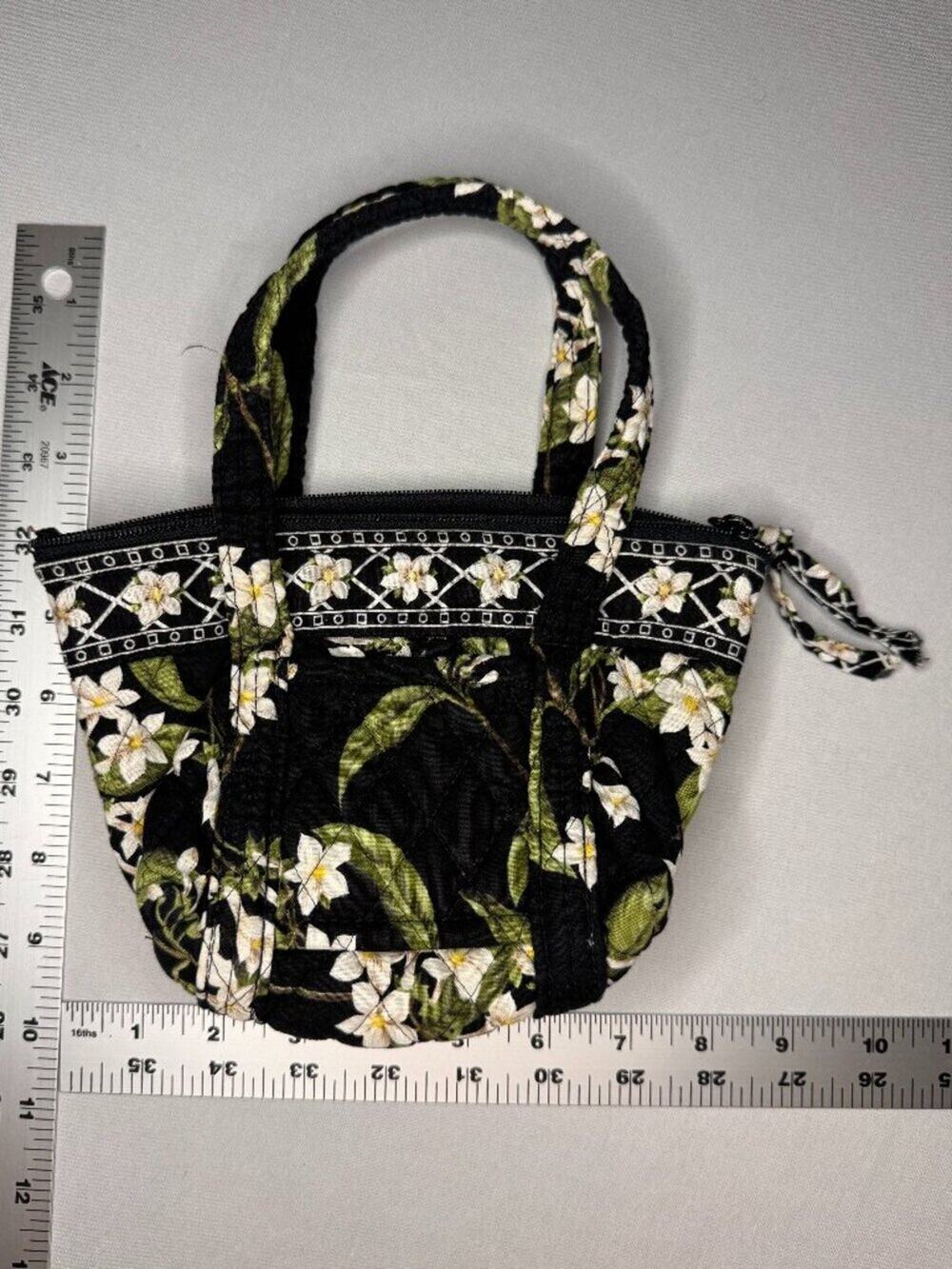 Vera Bradley Mini Tote Coin Purse Keychain Retired Jasmine Pattern